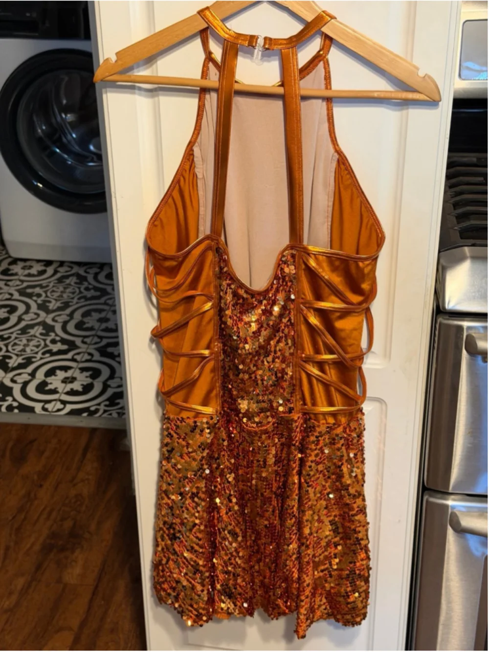 Weissman Adult Copper Ultra Sparkle Sequin Skater Dress